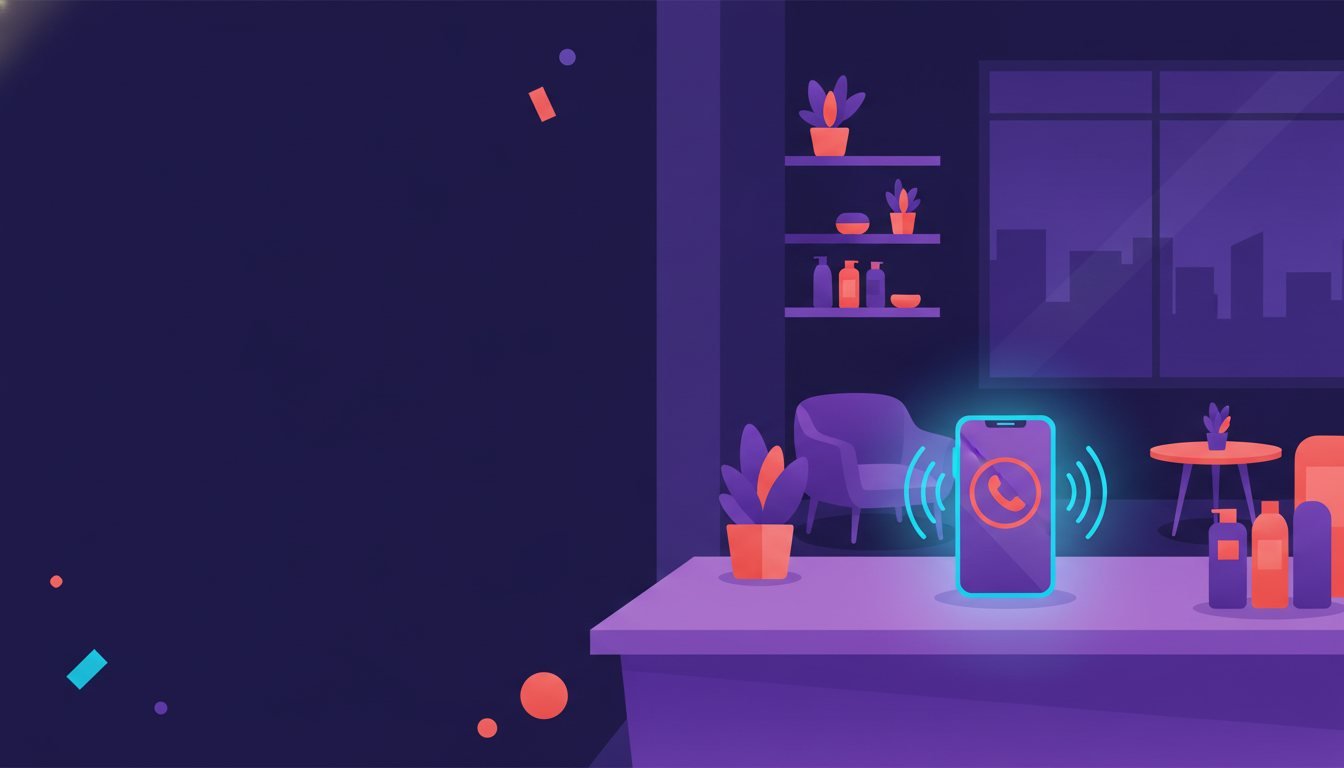 Un negocio local con el teléfono sonando al anochecer